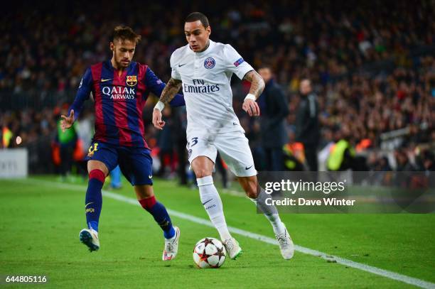 Gregory VAN DER WIEL / NEYMAR - - Barcelone / Paris Saint Germain - Champions League, Photo : Dave Winter / Icon Sport