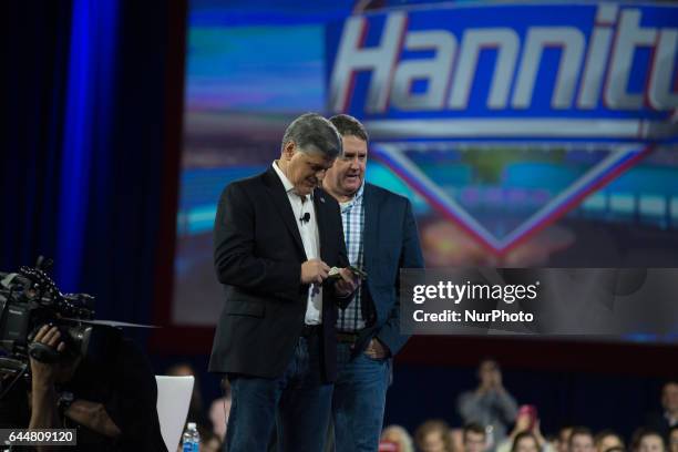 Sean Hannity offers $200 for a young CPAC to take out another attendee on a date during the Conservative Political Action Conference at the Gaylord...