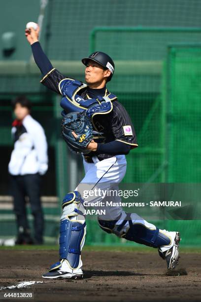 Shota Ohno of Japan in action during SAMURAI JAPAN's training camp at the Sun Marine Stadium Miyazaki on February 24, 2017 in Miyazaki, Japan.