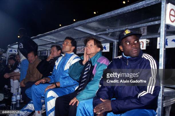 Basile Boli / Raymond Goethals / Henri Stambouli - - Valenciennes / Marseille - Division 1, Photo : Alain Gadoffre / Icon Sport