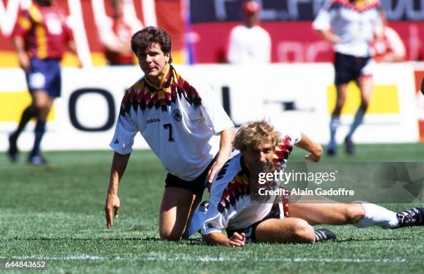 Andreas Moller / Jurgen Klinsmann - - Allemagne / Espagne - Coupe du Monde 1994, Photo : Alain Gadoffre / Icon Sport