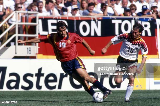 Julio Salinas / Lothar Matthaus - - Allemagne / Espagne - Coupe du Monde 1994, Photo : Alain Gadoffre / Icon Sport