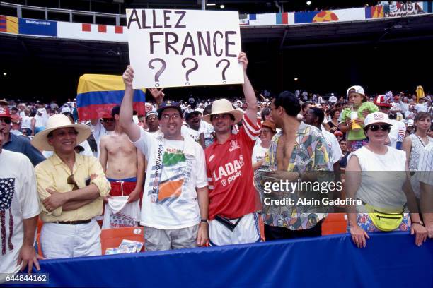 Supporters Irlande - Banderole pour la France absente de la Coupe du Monde - - Mexique / Irlande - Coupe du Monde 1994, Photo : Alain Gadoffre / Icon...