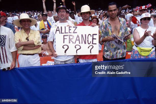 Supporters Irlande - Banderole pour la France absente de la Coupe du Monde - - Mexique / Irlande - Coupe du Monde 1994, Photo : Alain Gadoffre / Icon...