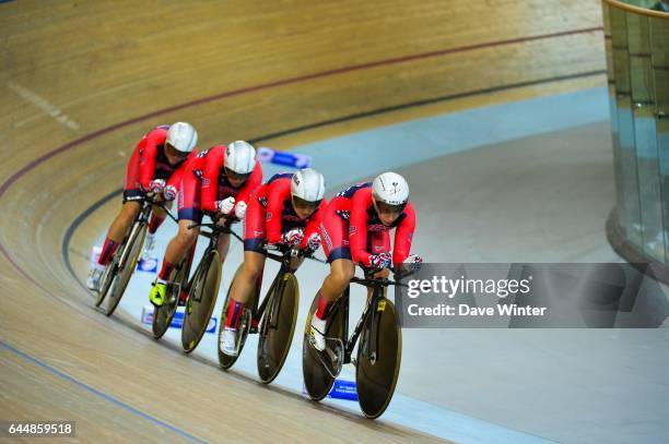 Sarah HAMMER / Jennifer VALENTE / Lauren TAMAYO / Ruth WINDER - Etas Unis - Poursuite par equipes - - Cyclisme sur piste - Championnats du Monde -...