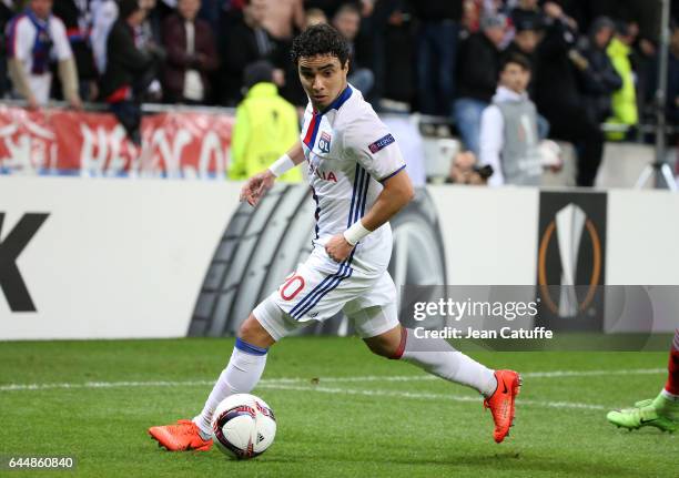 Rafael da Silva of Lyon in action during the UEFA Europa League Round of 32 second leg match between Olympique Lyonnais and AZ Alkmaar at Parc OL on...