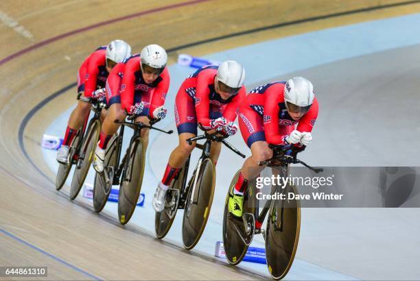 Sarah HAMMER / Jennifer VALENTE / Lauren TAMAYO / Ruth WINDER - Etas Unis - Poursuite par equipes femmes - - Cyclisme sur piste - Championnats du...