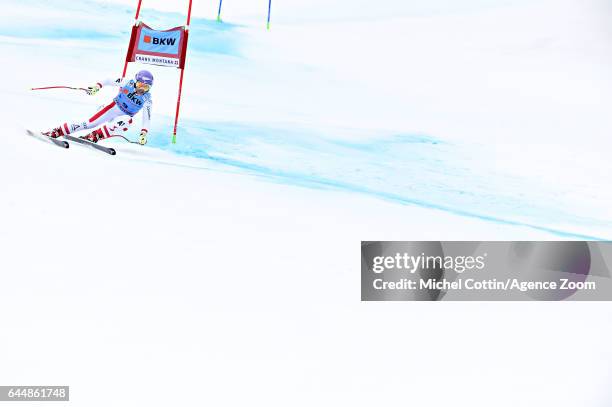 Michaela Kirchgasser of Austria competes during the Audi FIS Alpine Ski World Cup Women's Alpine Combined on February 24, 2017 in Crans Montana,...