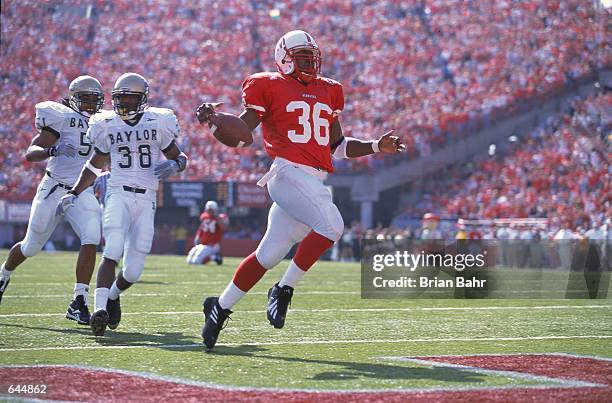 Correll Buckhalter of the Nebraska Cornhuskers makes a touchdown during the game against the Baylor Bears at the Memorial Stadium in Lincoln,...