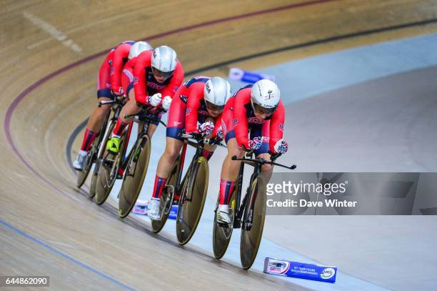 Sarah HAMMER / Jennifer VALENTE / Lauren TAMAYO / Ruth WINDER - Etas Unis - Poursuite par equipes femmes - - Cyclisme sur piste - Championnats du...