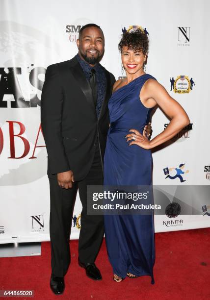 Actors Michael Jai White and Gillian Iliana Waters attend the SMASH Global V pre-Oscar fight at Taglyan Complex on February 23, 2017 in Los Angeles,...