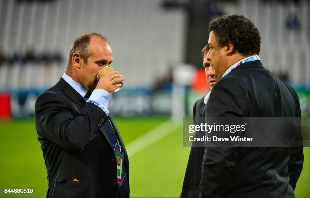 Philippe SAINT ANDRE / Serge BLANCO / Alain ROLLAND - - France / Roumanie - Coupe du Monde 2015 -Londres, Photo : Dave Winter / Icon Sport