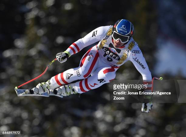 Matthias Mayer of Austria competes during the Audi FIS Alpine Ski World Cup Men's Downhill on February 24, 2017 in Kvitfjell, Norway