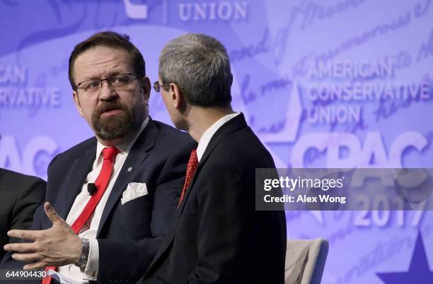 Deputy assistant to President Trump Sebastian Gorka participates in a discussion during the Conservative Political Action Conference at the Gaylord...