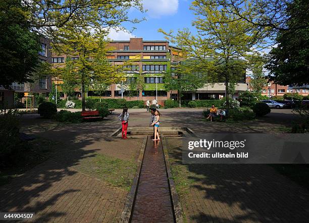 Voerde, Lower Rhine, Ruhr area, Rhineland, North Rhine-Westphalia, NRW, Helmut Pakulat Park, brook, creek, watercourse, ditch, gullet, water garland,...