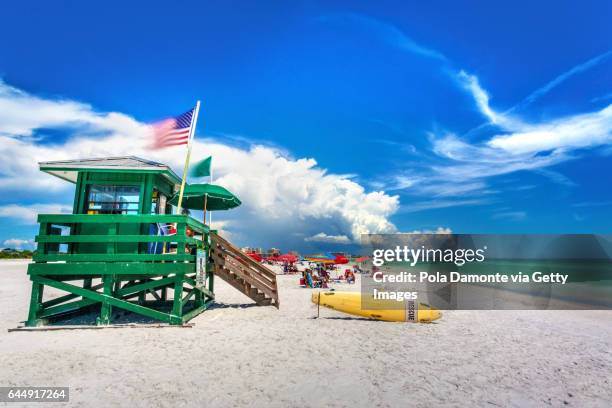 coast guard beach house and beach, siesta key, sarasota, florida, usa - siesta key stockfoto's en -beelden