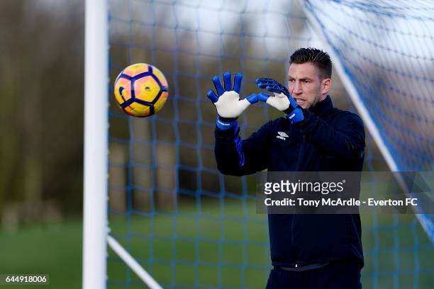 Maarten Stekelenburg during the Everton FC training session at USM Finch Farm on February 24, 2017 in Halewood, England.