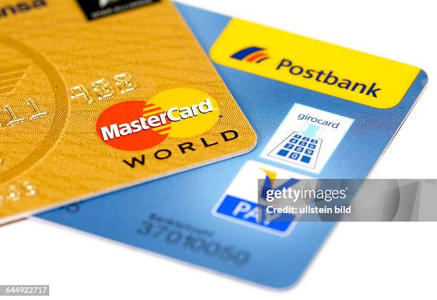 An EC-Card of Postbank and a credit card of MasterCard / V-Pay / Banking card