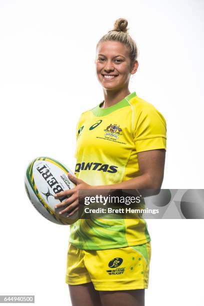 Brooke Anderson poses during an Australia Women's Sevens headshots session on January 25, 2017 in Sydney, Australia.