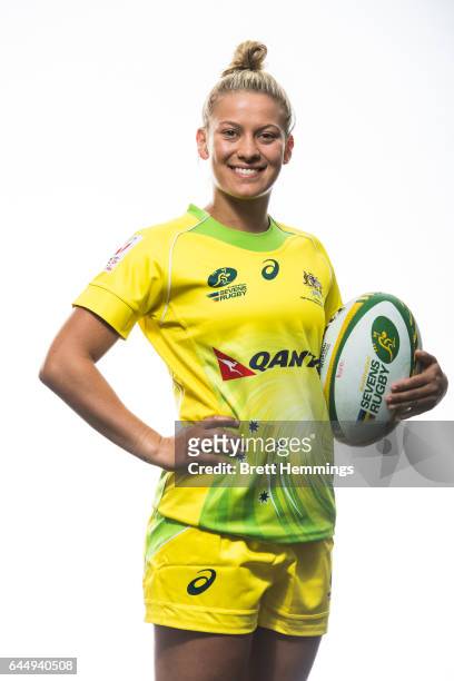 Brooke Anderson poses during an Australia Women's Sevens headshots session on January 25, 2017 in Sydney, Australia.