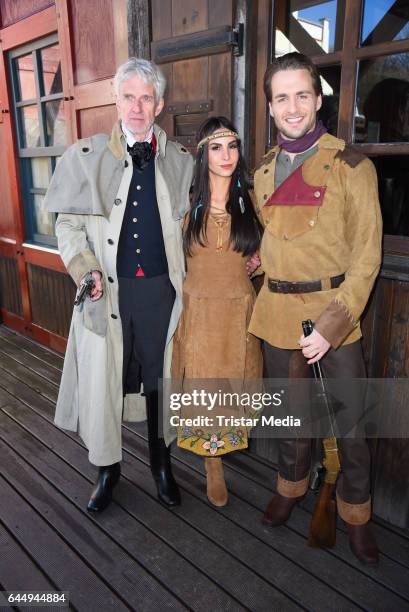 German actor Mathieu Carriere, german actress Sila Sahin and german singer Alexander Klaws attend the 'Old Surehand' photo call for the Karl May...