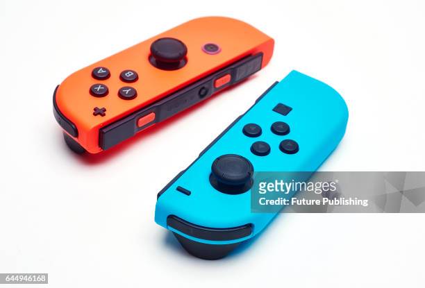Pair of Nintendo Switch Joy-Con controllers, taken on February 22, 2017.
