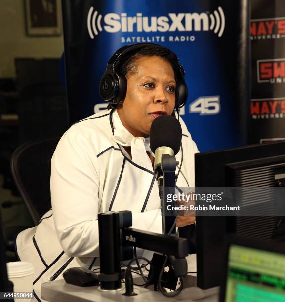 Heather B. Gardner hosts 'Sway in the Morning' with Sway Calloway on Eminem's Shade 45 at SiriusXM Studios on February 24, 2017 in New York City.