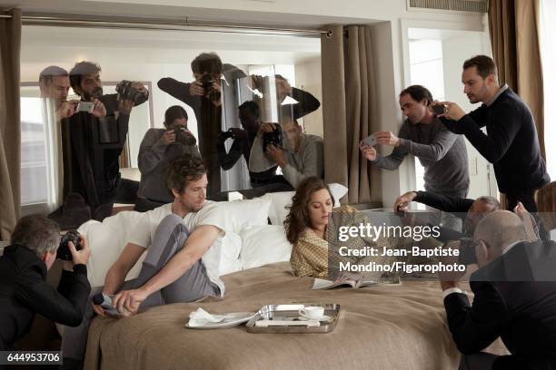 Actress Marion Cotillard and actor/director Guillaume Canet are photographed for Madame Figaro on October 18, 2016 in Paris, France. Canet: T-shirt ,...