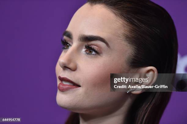 Actress Lily Collins arrives at the 19th CDGA at The Beverly Hilton Hotel on February 21, 2017 in Beverly Hills, California.