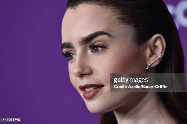 Actress Lily Collins arrives at the 19th CDGA at The Beverly Hilton Hotel on February 21, 2017 in Beverly Hills, California.