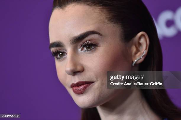 Actress Lily Collins arrives at the 19th CDGA at The Beverly Hilton Hotel on February 21, 2017 in Beverly Hills, California.