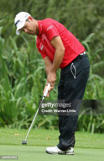 Jaco Van Zyl of South Africa putts on the third green during the second round of the Joburg Open at Royal Johannesburg and Kensington Golf Club on...
