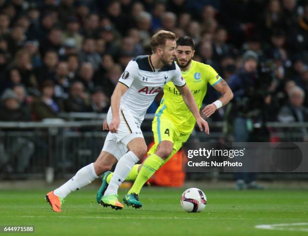 Tottenham Hotspur's Harry Kane during UEFA Europa League - Round of 32 match between Tottenham Hotspur and KAA Gent at Wembley stadium 23 Feb 2017