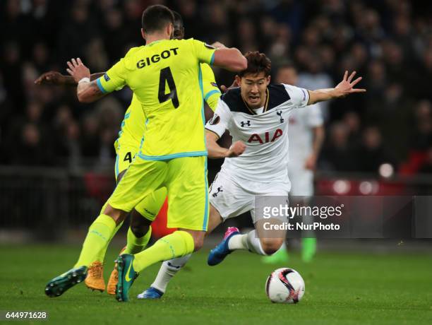 Tottenham Hotspur's Son Heung-Min during UEFA Europa League - Round of 32 match between Tottenham Hotspur and KAA Gent at Wembley stadium 23 Feb 2017
