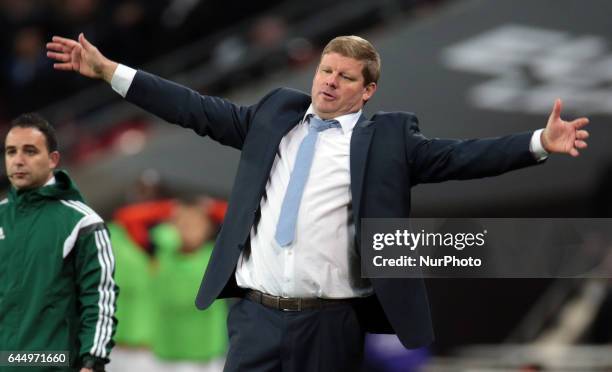 Hein Vanhaezebrouck manager of KAA Gent during UEFA Europa League - Round of 32 match between Tottenham Hotspur and KAA Gent at Wembley stadium 23...