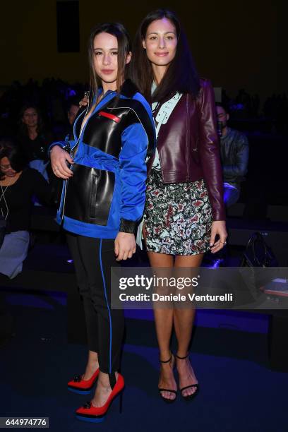 Marica Pellegrinelli and Aurora Versace attends the Versace show during Milan Fashion Week Fall/Winter 2017/18 on February 24, 2017 in Milan, Italy.