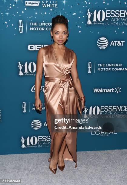 Actress Logan Browning arrives at the Essence 10th Annual Black Women in Hollywood Awards Gala at the Beverly Wilshire Four Seasons Hotel on February...