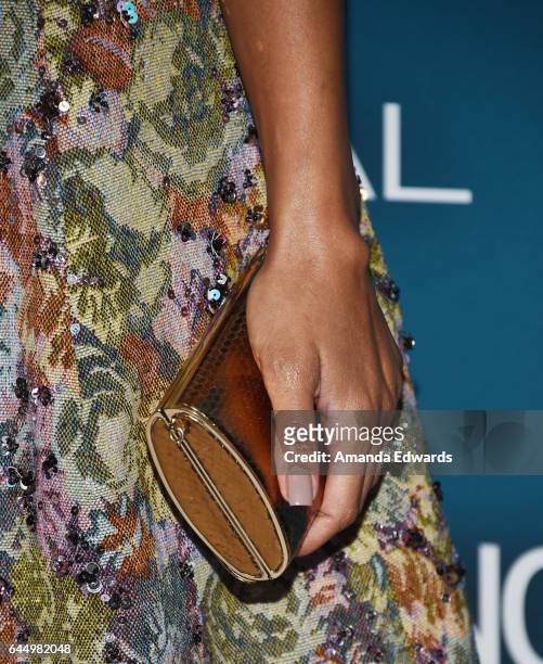 Actress Meagan Good, clutch detail, arrives at the Essence 10th Annual Black Women in Hollywood Awards Gala at the Beverly Wilshire Four Seasons...