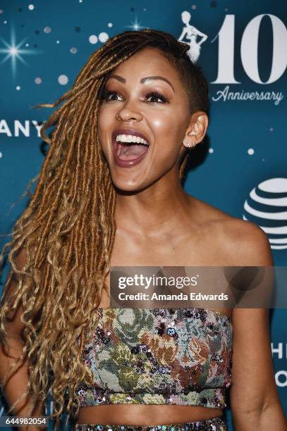 Actress Meagan Good arrives at the Essence 10th Annual Black Women in Hollywood Awards Gala at the Beverly Wilshire Four Seasons Hotel on February...