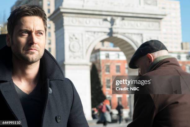 Episode 101 -- Pictured: Ryan Eggold as Tom Keen, Terry O'Quinn as Howard Hargrave --