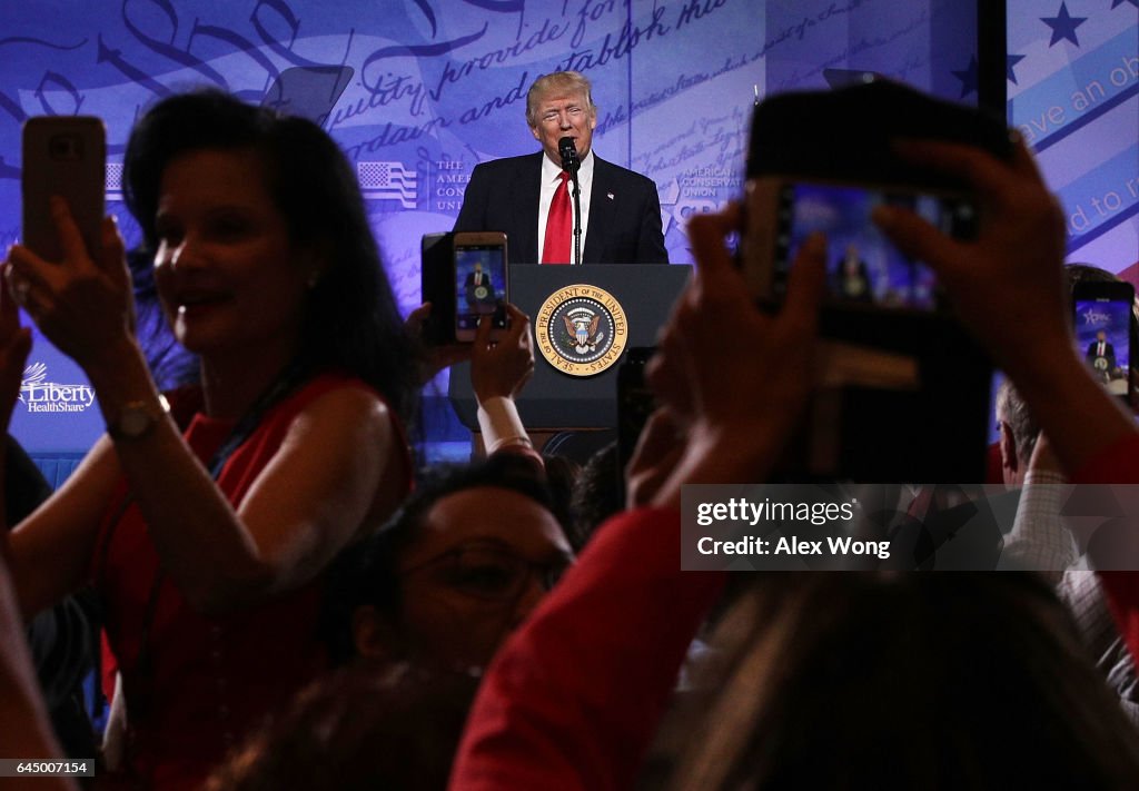 President Trump Addresses Annual CPAC Event In National Harbor, Maryland