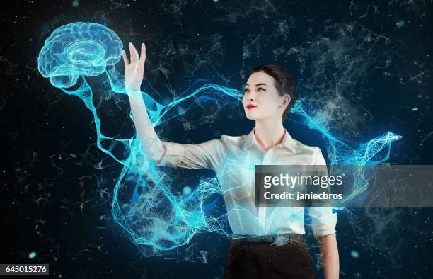 asian woman working with virtual reality. medical research - limb body part stock pictures, royalty-free photos & images