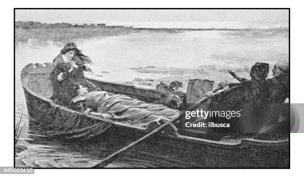 antique photo of paintings: wounded knight - wounded stock illustrations