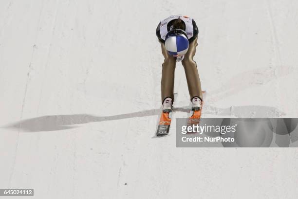 Sarah Hendrickson , competes in the Women's Ski Jumping HS100 during the FIS Nordic World Ski Championships on February 24, 2017 in Lahti, Finland.