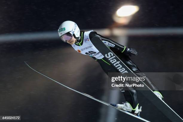 Sara Takanashi , competes in the Women's Ski Jumping HS100 during the FIS Nordic World Ski Championships on February 24, 2017 in Lahti, Finland.