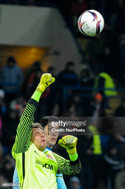 Goal keeper Andriy Pytov during the Europa League Round of 32 reverse match between Shakhtar and Celta at Metalist Stadium on February 23, 2017 in...