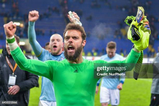 Celta goalkeeper Sergio Alvarez after the Europa League Round of 32 reverse match between Shakhtar and Celta at Metalist Stadium on February 23, 2017...