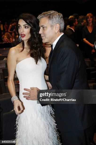 Amal Clooney and George Clooney attend Cesar Film Award 2017 at Salle Pleyel on February 24, 2017 in Paris, France.