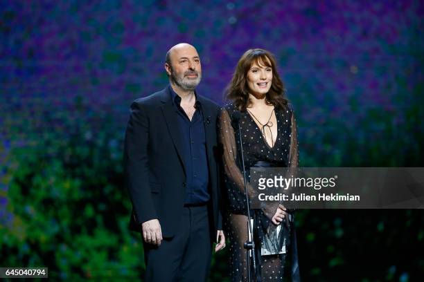 Cedric Klapisch and Ana Girardot are seen on stage during the Cesar Film Awards Ceremony at Salle Pleyel on February 24, 2017 in Paris, France.