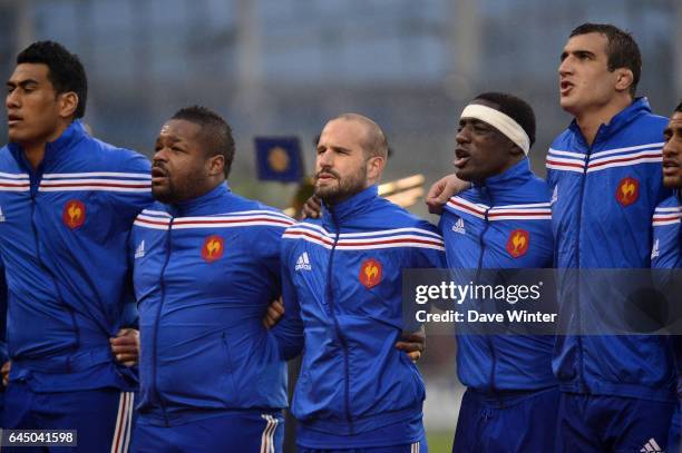 Mathieu BASTAREAUD / Frederic MICHALAK / Yannick NYANGA - - Irlande / France - Tournoi des 6 Nations -Dublin, Photo : Dave Winter / Icon Sport,